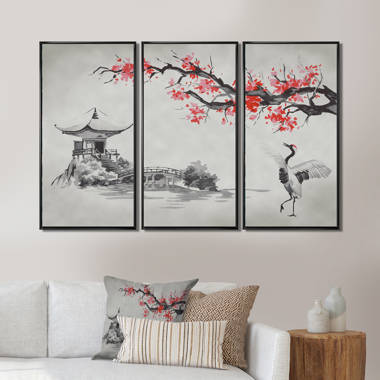 Wildon Home® Vira Japan Traditional Sumi-E Art On Canvas by Helen